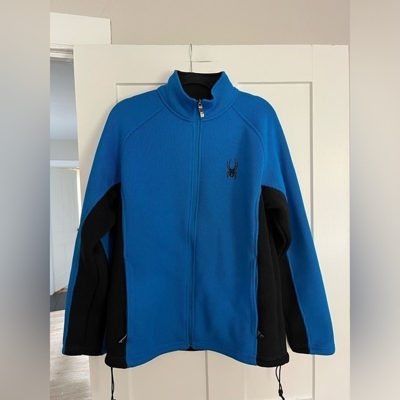Spyder Sweater Jacket Zip up Blue and Black Large - Picture 1 of 6